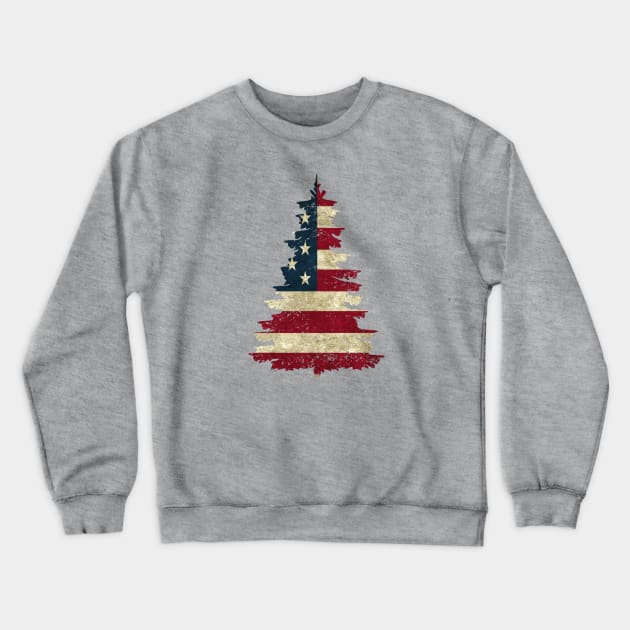 American Flag Pine Tree Crewneck Sweatshirt by KayBee Gift Shop